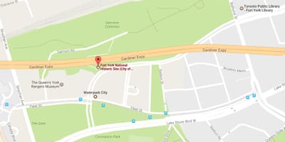 Kartet over Fort York-området i Toronto