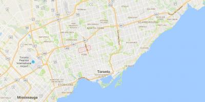 Kart av Glen Park district i Toronto