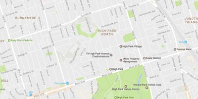 Kart av Høy Park-området i Toronto
