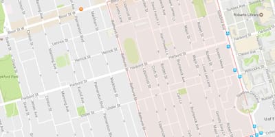 Kart over Harbord Village-området i Toronto