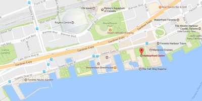 Kart over Harbourfront-området i Toronto