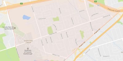 Kart av Highland Creek-området i Toronto