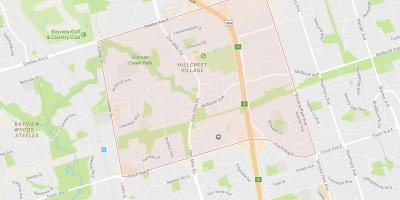 Kart av Hillcrest Village-området i Toronto