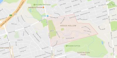 Kart over Hoggs Hollow-området i Toronto