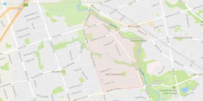 Kart av Humber Høyder – Westmount-området i Toronto