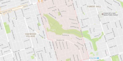 Kart over Humewood–Cedarvale-området i Toronto