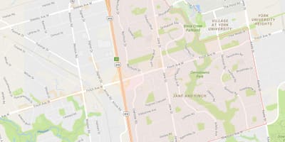 Kart av Jane og Finch-området i Toronto