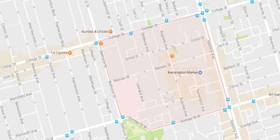 Kart av Kensington Market-området i Toronto