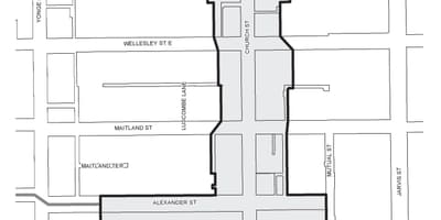 Kart av Kirke-Wellesley Landsbyen Forbedring i virksomheten-Området i Toronto