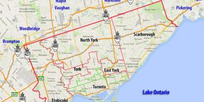 Kart over kommunene Toronto