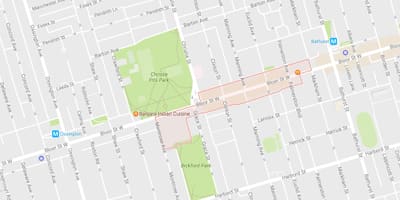 Kart over Koreatown-området i Toronto