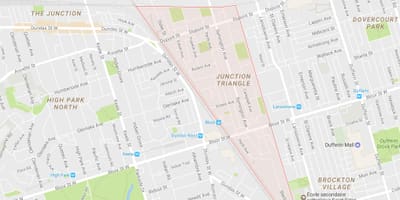 Kart over Krysset Triangle-området i Toronto