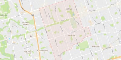 Kart over L'Amoreaux-området i Toronto