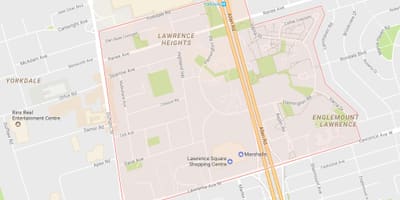 Kart av Lawrence Heights-området i Toronto