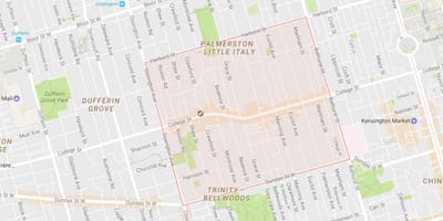 Kart av Little Italy-området i Toronto