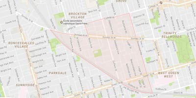 Kart i Little Portugal-området i Toronto