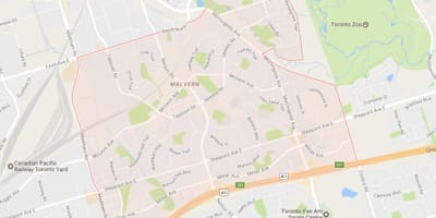 Kart av Malvern-området i Toronto