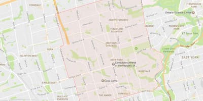 Kart over Midtown-området i Toronto