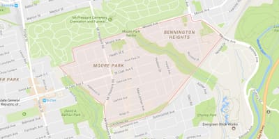Kart av Moore Park-området i Toronto