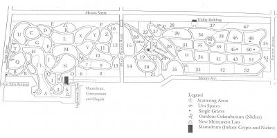 Kart over Mount pleasant kirkegård