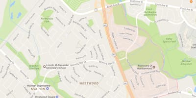 Kart over Området-området i Toronto