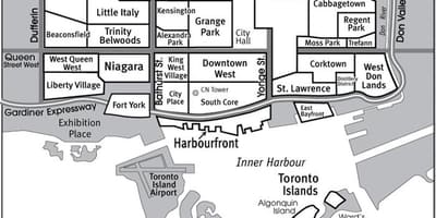 Kart over Området Sør Core Toronto