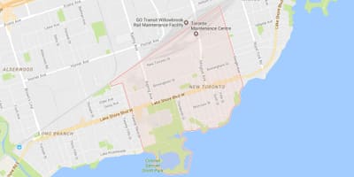 Kart over New Toronto-området i Toronto