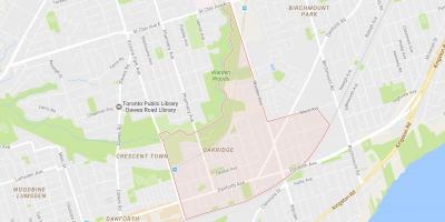 Kart over Oakridge-området i Toronto