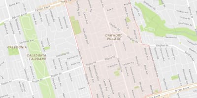 Kart over Oakwood–Vaughan-området i Toronto