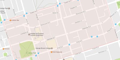 Kart over Gamlebyen-området i Toronto