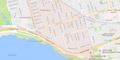 Kart over Parkdale-området i Toronto