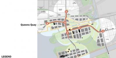 Kart over Projets Øst-Waterfront Øst Bayfront Toronto