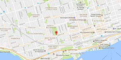 Kart av Queen Street West-området i Toronto