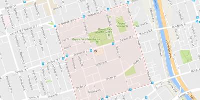 Kart av Regent Park-området i Toronto