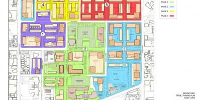 Kart over Revitalisering plan Regent Park i Toronto