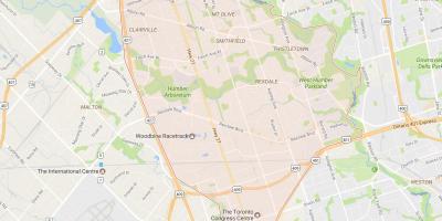 Kart over Rexdale-området i Toronto