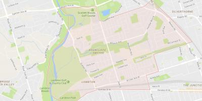 Kart av Rockcliffe–Smythe-området i Toronto