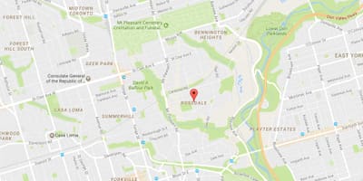 Kart av Rosedale-området i Toronto
