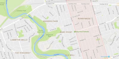 Kart av Runnymede-området i Toronto