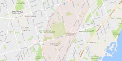 Kart av Scarborough Junction-området i Toronto