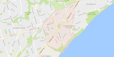 Kart av Scarborough Village-området i Toronto