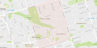 Kart over Sør-Hill-området i Toronto