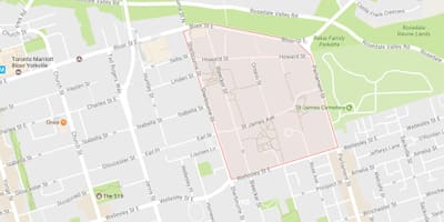 Kart over St. James Town-området i Toronto