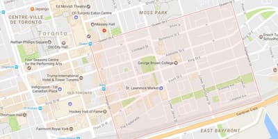 Kart over St. Lawrence-området i Toronto