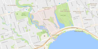 Kart over Swansea-området i Toronto