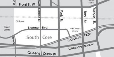 Kart over Sør-Core Toronto