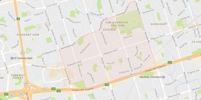 Kart over Tam O'Shanter – Sullivan-området i Toronto