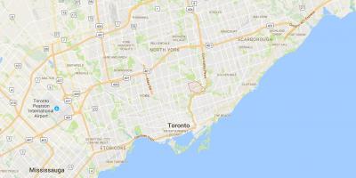 Kart over Thorncliffe Park district i Toronto