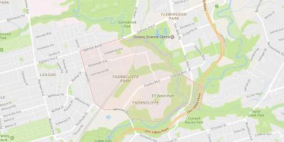 Kart over Thorncliffe Park-området i Toronto