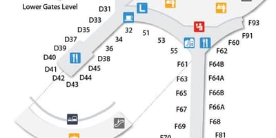 Kart av Toronto Pearson-flyplassen ved ankomst og avreise nivå